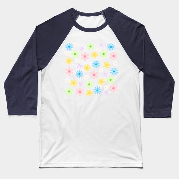 Retro Flowers Pattern Baseball T-Shirt by StuffWeMade